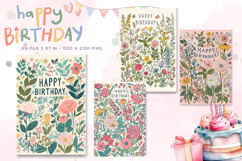 Happy Birthday Card Printable Flower Greeting Gift Card_2 Product Image 1