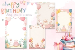 Happy Birthday Card Printable Flower Greeting Gift Card_3 Product Image 1