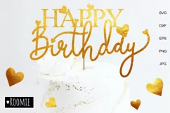 Happy Birthday Cake topper svg, Birthday SIGN svg Product Image 1