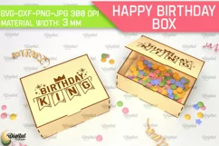 Happy Birthday Box Laser Cut. Decorative Wooden Gift Box SVG Product Image 1