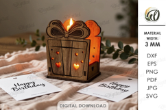 Happy Birthday Candle Holder Laser Cut. Candle Holder SVG Product Image 1