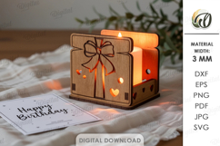 Happy Birthday Candle Holder Laser Cut. Candle Holder SVG Product Image 1