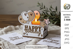 Happy Birthday Candle Holder Laser Cut. Candle Holder SVG Product Image 1
