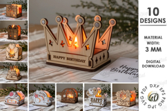 Happy Birthday Candle Holders Bundle Laser Cut. Birthday SVG Product Image 1