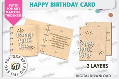Happy Birthday Card Laser Cut. Birthday Greeting Card SVG Product Image 3