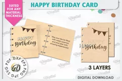 Happy Birthday Card Laser Cut. Birthday Greeting Card SVG Product Image 2