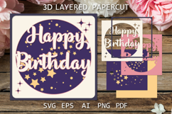 Happy Birthday card, Birthday paper cut card SVG file Product Image 1