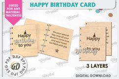 Happy Birthday Card Laser Cut. Birthday Greeting Card SVG Product Image 2
