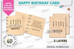 Happy Birthday Card Laser Cut. Birthday Greeting Card SVG Product Image 2