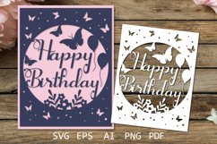 Happy Birthday card paper cut out SVG A2 card format