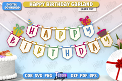 Happy Birthday Garland Laser Cut Bundle, Birthday Banner SVG Product Image 12