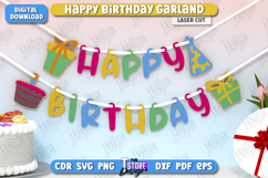 Happy Birthday Garland Laser Cut Bundle, Birthday Banner SVG Product Image 8