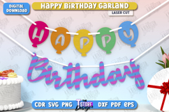 Happy Birthday Garland Laser Cut Bundle, Birthday Banner SVG Product Image 9