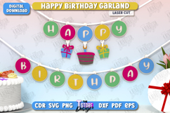 Happy Birthday Garland Laser Cut Bundle, Birthday Banner SVG Product Image 11