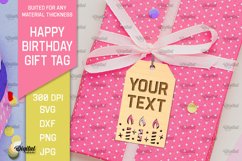Happy Birthday Gift Tag Laser Cut. Gift Hang Tag SVG Product Image 1