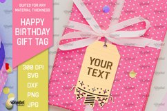 Happy Birthday Gift Tag Laser Cut. Gift Hang Tag SVG Product Image 1
