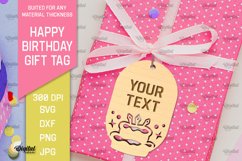 Happy Birthday Gift Tag Laser Cut. Gift Hang Tag SVG Product Image 1