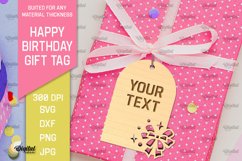 Happy Birthday Gift Tag Laser Cut. Gift Hang Tag SVG Product Image 1