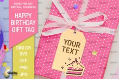 Happy Birthday Gift Tag Laser Cut. Gift Hang Tag SVG Product Image 1