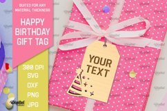Happy Birthday Gift Tag Laser Cut. Gift Hang Tag SVG Product Image 1