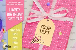 Happy Birthday Gift Tag Laser Cut. Gift Hang Tag SVG Product Image 1