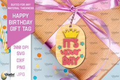 3D Happy Birthday Gift Tag Lasercut. It&#039;s your day SVG Product Image 1