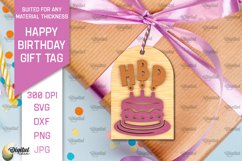 3D Happy Birthday Gift Tags Lasercut. Present label SVG Product Image 1