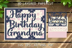 Happy Birthday Grandma card SVG Layered card for Granny