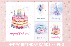 Happy Birthday Greeting Card, Watercolor Birthday Card Product Image 1
