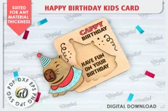 Happy Birthday Kids Card Laser Cut. Greeting Card SVG Product Image 1