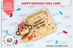 Happy Birthday Kids Card Laser Cut. Greeting Card SVG Product Image 1