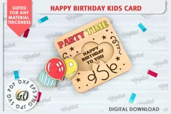 Happy Birthday Kids Card Laser Cut. Greeting Card SVG Product Image 1
