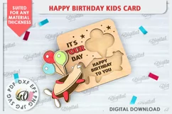 Happy Birthday Kids Card Laser Cut. Greeting Card SVG Product Image 1