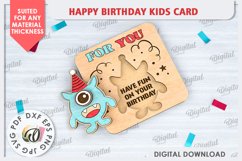 Happy Birthday Kids Card Laser Cut. Greeting Card SVG Product Image 1