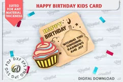 Happy Birthday Kids Card Laser Cut. Greeting Card SVG Product Image 1