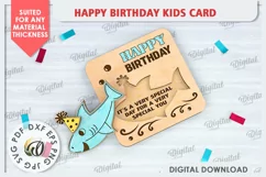 Happy Birthday Kids Card Laser Cut. Greeting Card SVG Product Image 1