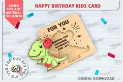 Happy Birthday Kids Card Laser Cut. Greeting Card SVG Product Image 1