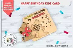 Happy Birthday Kids Card Laser Cut. Greeting Card SVG Product Image 3