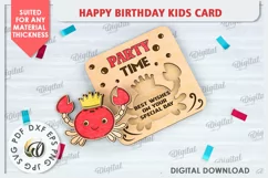 Happy Birthday Kids Card Laser Cut. Greeting Card SVG Product Image 1