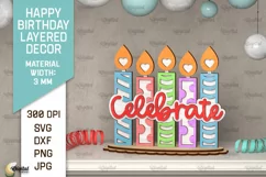Happy Birthday Decor Laser Cut. Happy Birthday Sign SVG Product Image 1