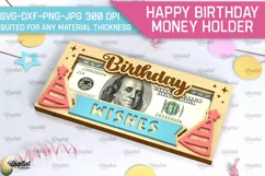 Happy Birthday Money Holder SVG. Laser Cut Money Gift Box Product Image 1
