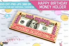 Happy Birthday Money Holder SVG. Laser Cut Money Gift Box Product Image 1