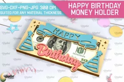 Happy Birthday Money Holder SVG. Laser Cut Money Gift Box Product Image 1