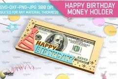 Happy Birthday Money Holder SVG. Laser Cut Money Gift Box Product Image 1