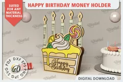 Happy Birthday Money Holder Laser Cut. Birthday Gift SVG Product Image 1