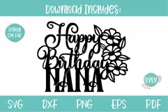 Happy Birthday Nana Cake Topper SVG file for cricut, gift for grandma birthday, digital download 