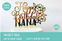 Happy Birthday Nana Cake Topper SVG file for cricut, gift for grandma birthday, digital download 