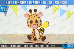 Happy Birthday Standing Decor Laser Cut | Giraffe Shape |CNC Product Image 1