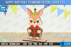 Happy Birthday Standing Decor Laser Cut | Bunny Shape | CNC Product Image 1