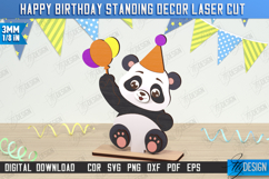Happy Birthday Standing Decor Laser Cut | Panda Shape | CNC Product Image 1
